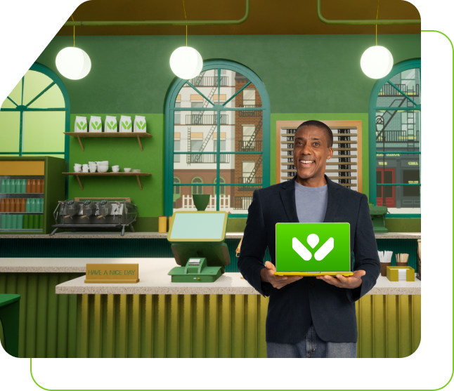 Men sitting on couch working on laptop PC together.