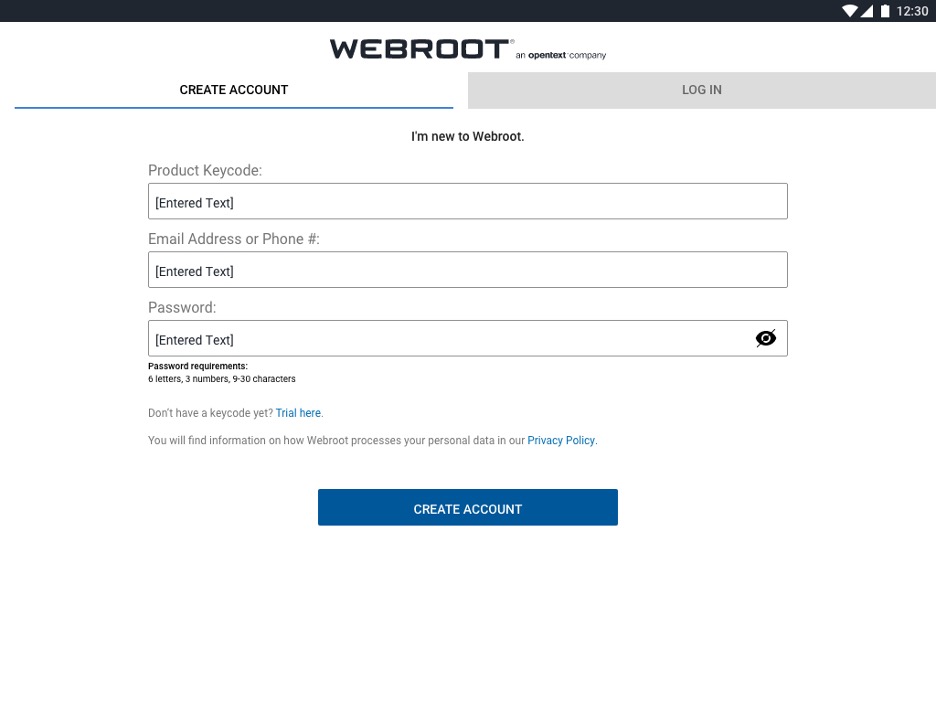 webroot keycode location