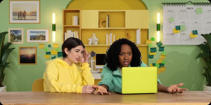 Children viewing laptop PC screen.